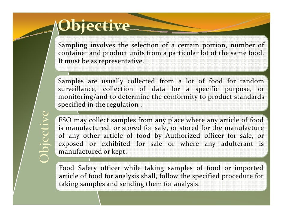 Sampling of food india