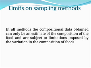 SAMPLING TECHNIQUES OF FOODS AND ITS TYPES | PPT