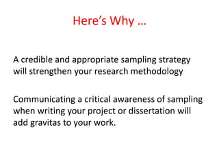 Sampling Strategy Dissertation Research Methods: Sampling | PPTX