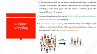 Quota Random Sampling Sampling seminar ppt | PPTX