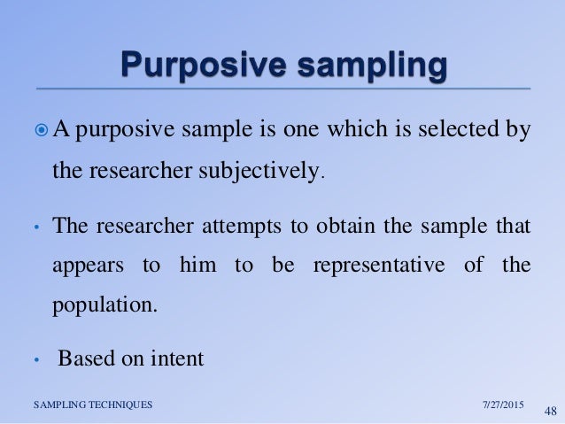 Sampling techniques