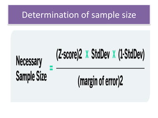 Determination of sample size
 