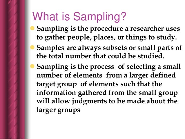 Sampling techniques