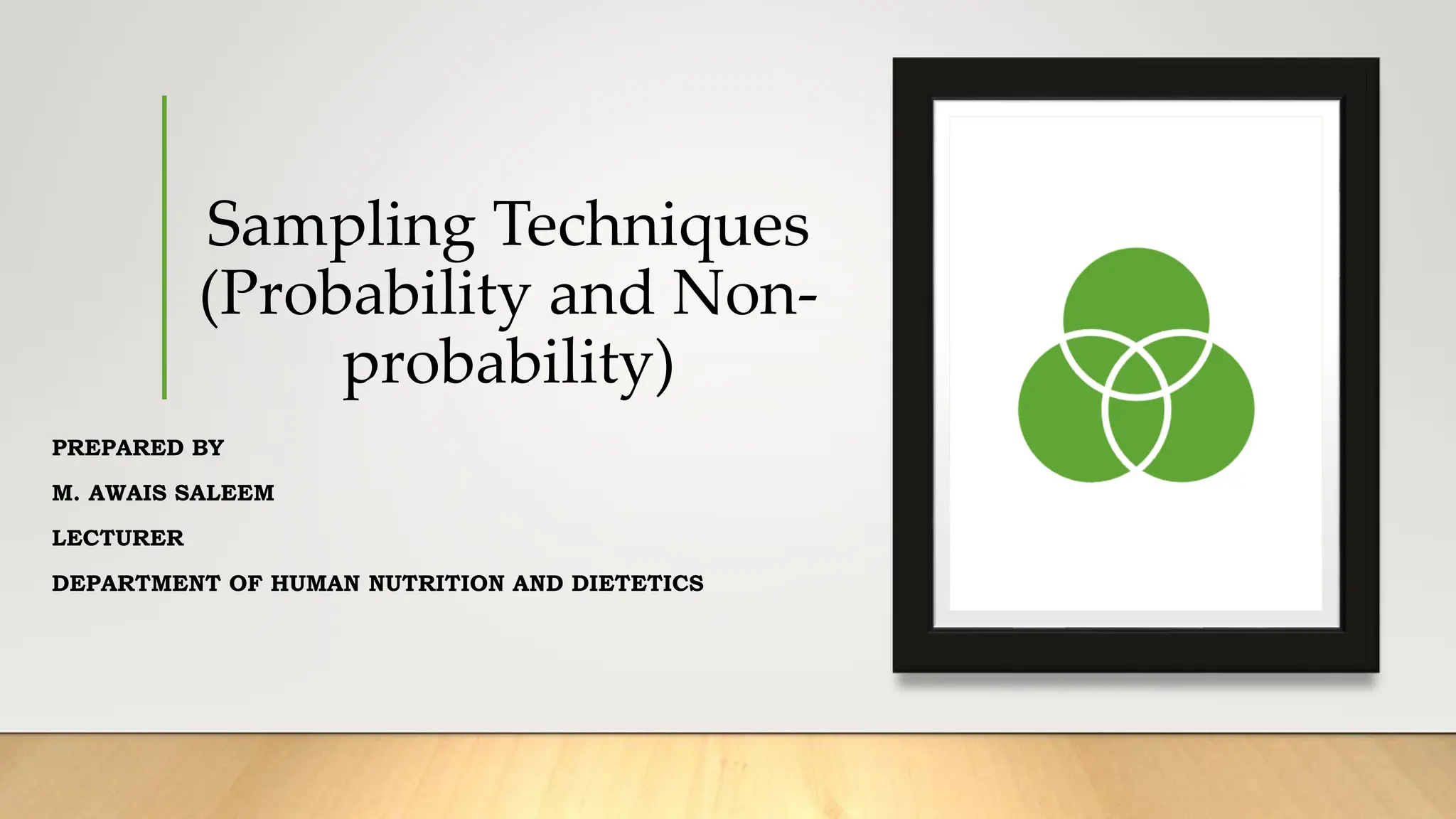 Sampling Techniques
(Probability and Non-
probability)
PREPARED BY
M. AWAIS SALEEM
LECTURER
DEPARTMENT OF HUMAN NUTRITION AND DIETETICS
 