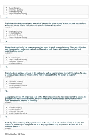 Random Sampling Hard Questions Sampling Techniques Practice Problems.docx