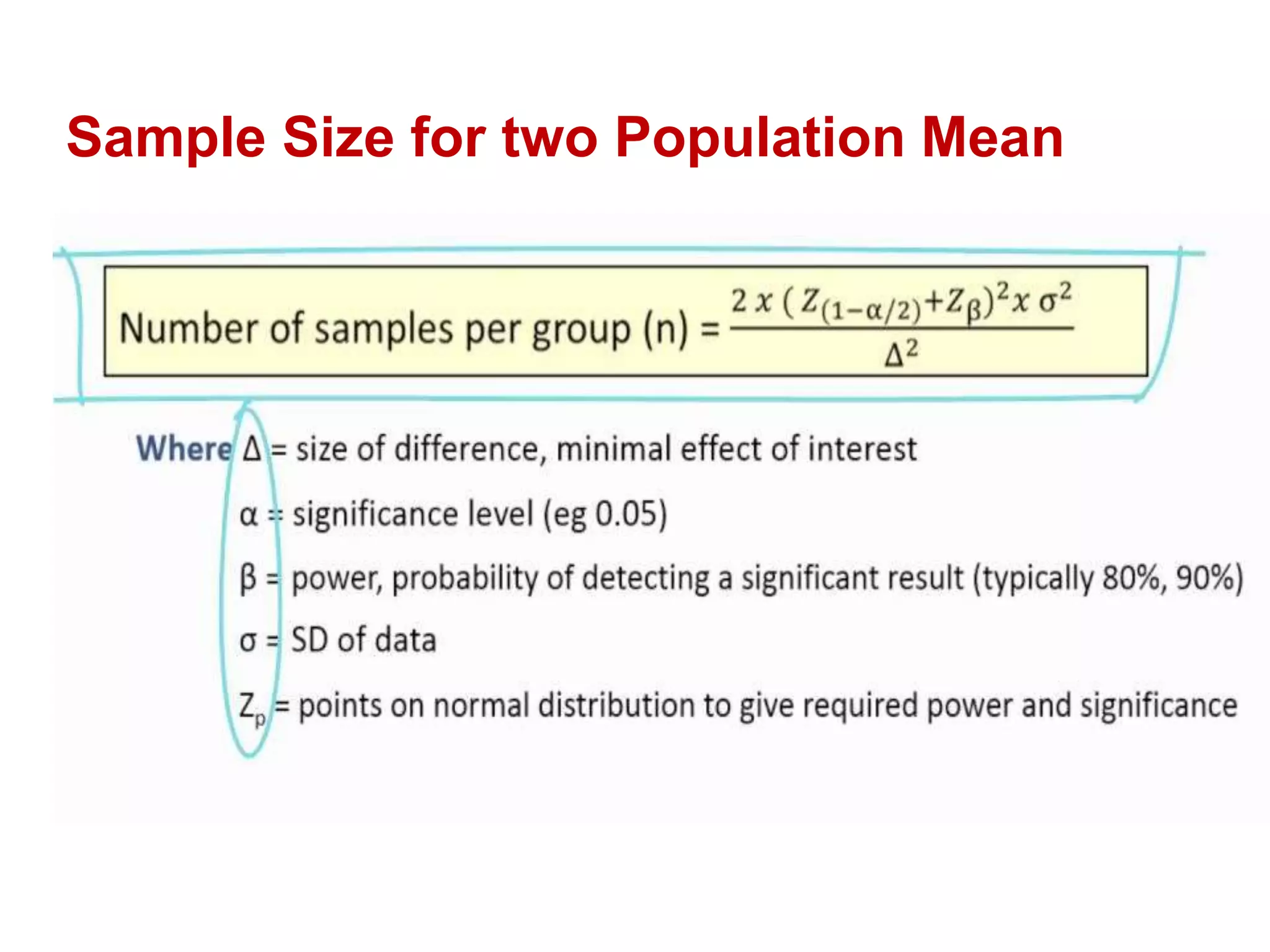 Sample Size for two Population Mean
 