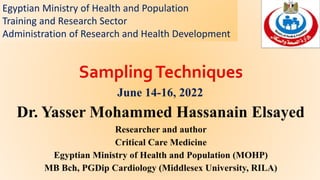 Egyptian Ministry of Health and Population
Training and Research Sector
Administration of Research and Health Development
 