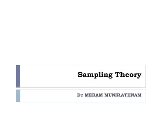 Sampling Theory
Dr MERAM MUNIRATHNAM
 
