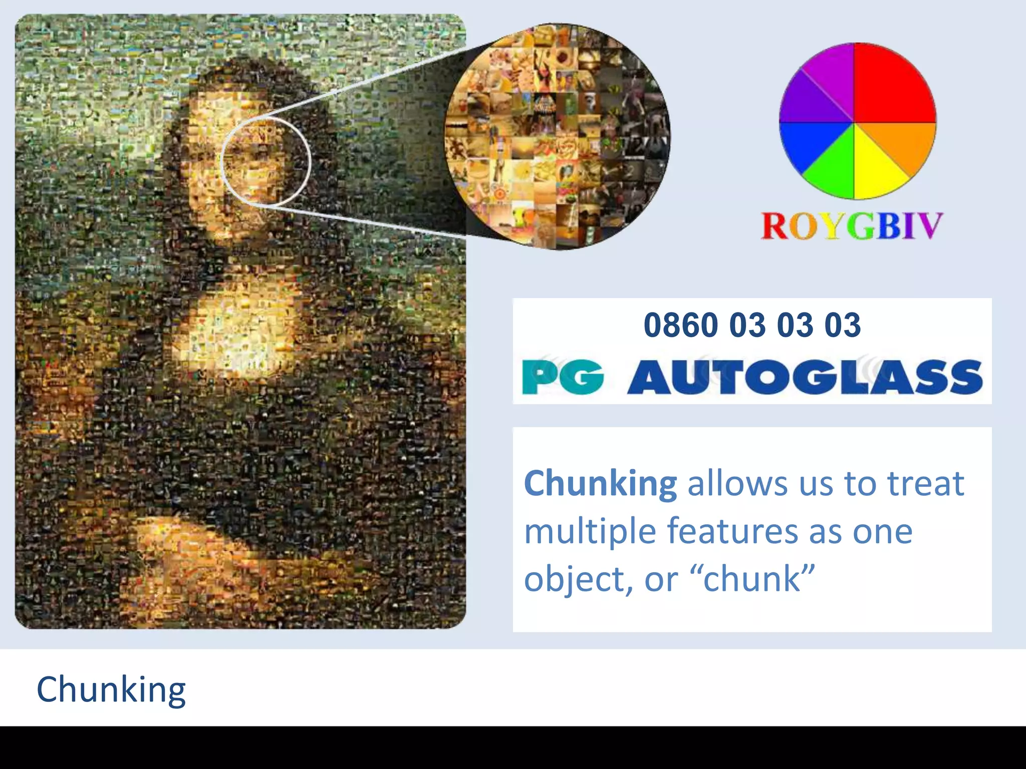 0860 03 03 03Chunking allows us to treat multiple features as one object, or “chunk”Chunking