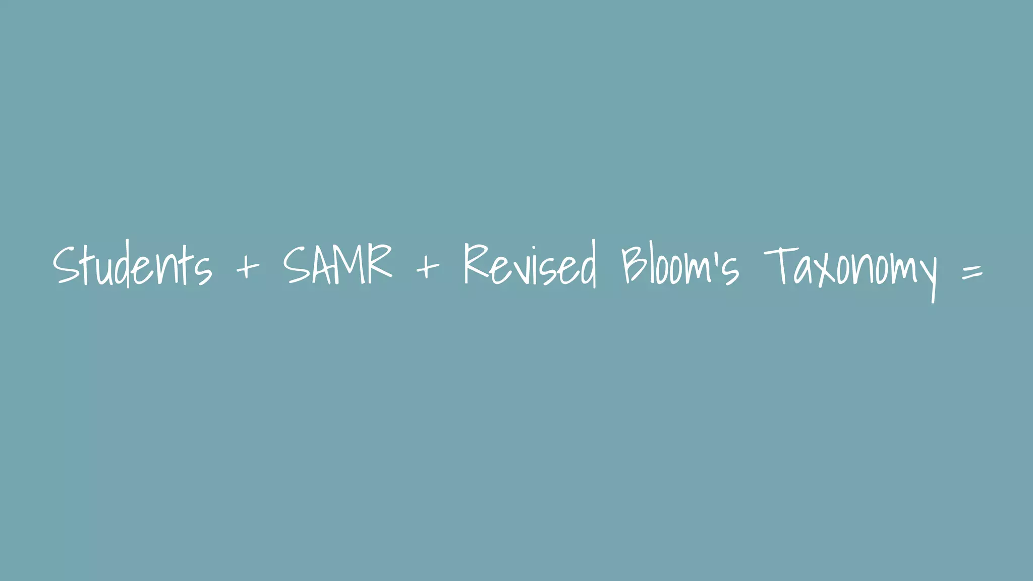Students + SAMR + Revised Bloom’s Taxonomy =
 