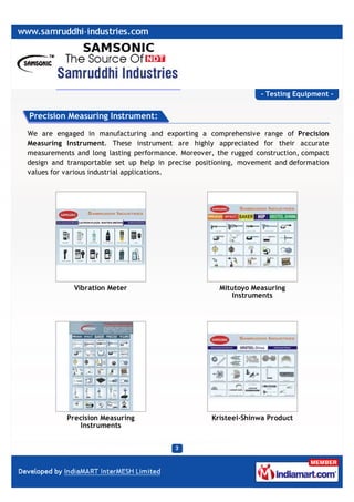 Samruddhi Instruments Samruddhi Industries, Ahmedabad, Testing Equipment | PDF