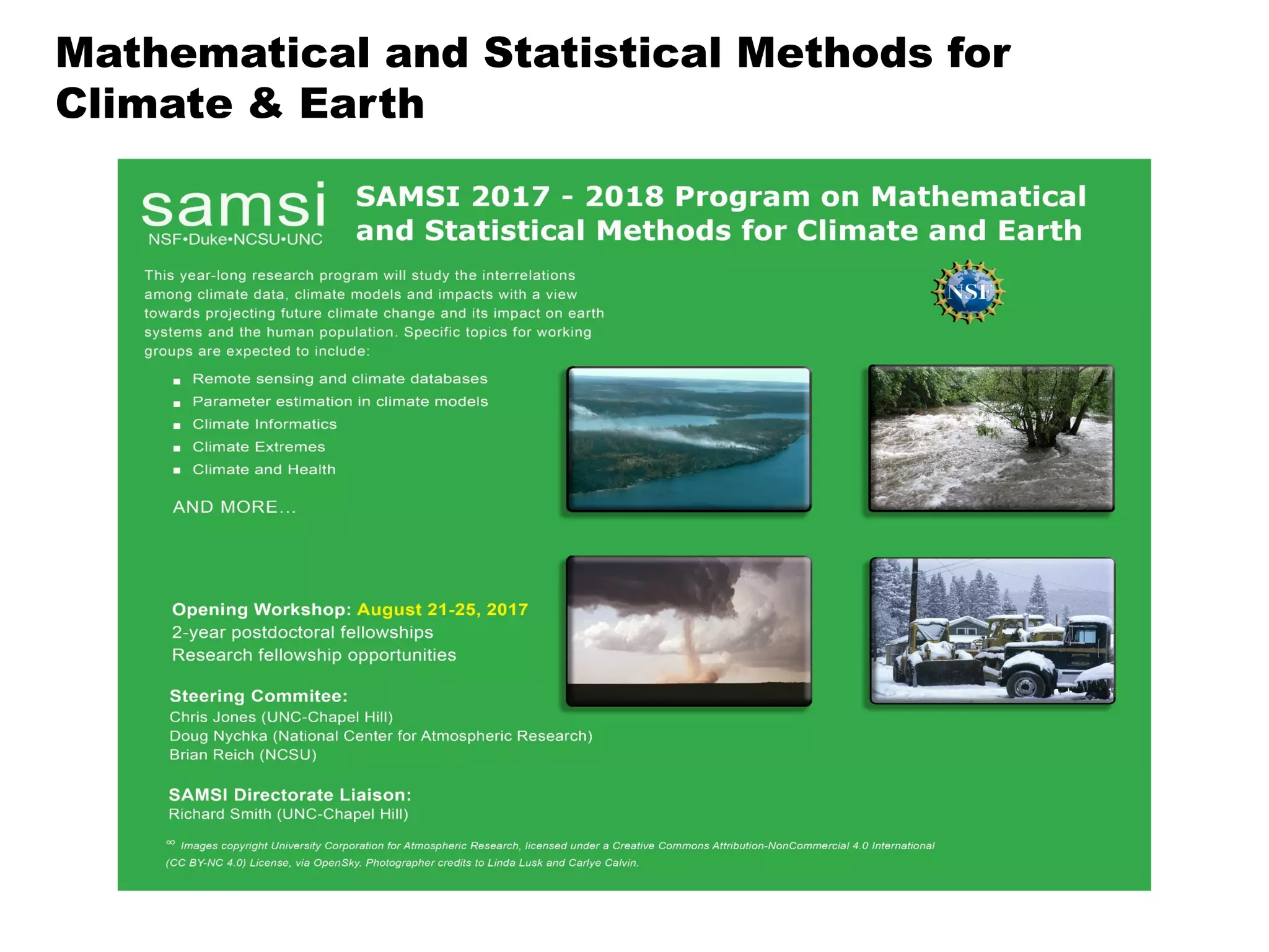 Mathematical and Statistical Methods for
Climate & Earth
 