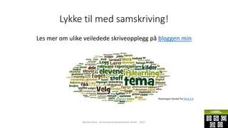 Lykke til med samskriving!
Les mer om ulike veiledede skriveopplegg på bloggen min
Marthe Moe - Kristiansand katedralskole Gimle – 2017
Illustrasjon hentet fra Terje 2.0
 
