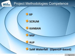 Project Methodologies CompetenceXP SCRUM KANBANMSFRUP SaM Waterfall   (OpenUP-based)