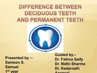 Presented by :-
Samson S.
Samuel
1st year
Guided by:-
Dr. Fatima Saify
Dr. Nidhi Sharma
Dr. Kedarnath
 
