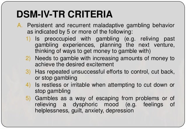 Gambling dsm-iv-tr