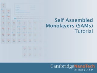 Self Assembled Monolayers (SAMs) Tutorial 