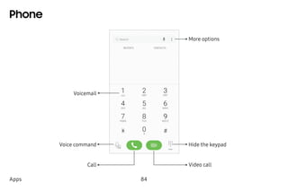 84Apps
Phone
Video call
Hide the keypad
More options
Voice command
Voicemail
Call
 
