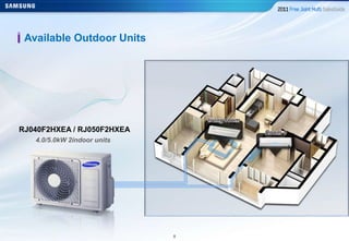 88
Available Outdoor Units
RJ040F2HXEA / RJ050F2HXEA
4.0/5.0kW 2indoor units
 