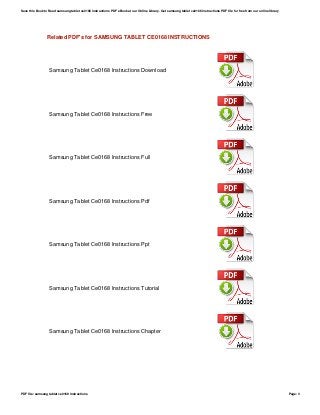 Samsung Tablet Ce0168 Instructions