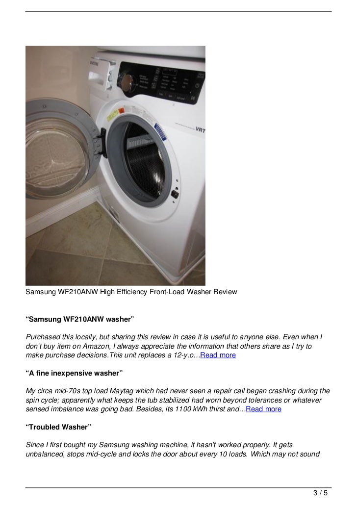 Samsung WF210ANW High Efficiency FrontLoad Washer Review