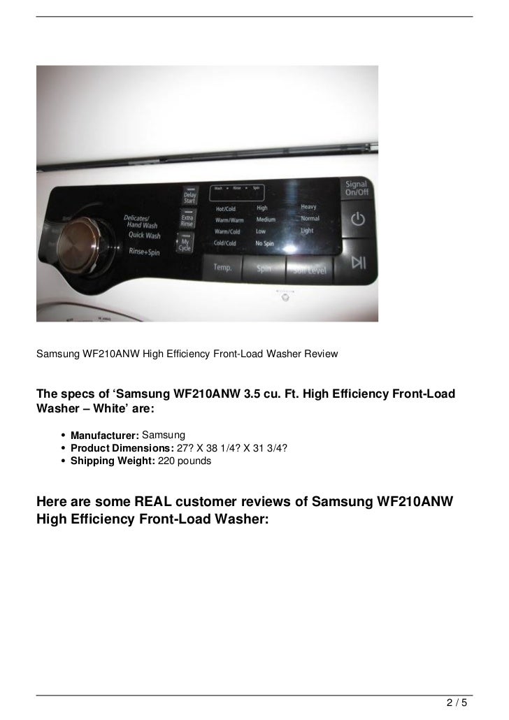 Samsung WF210ANW High Efficiency FrontLoad Washer Review