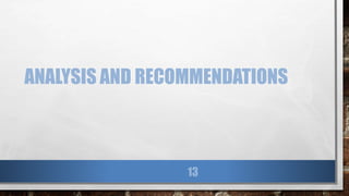ANALYSIS AND RECOMMENDATIONS
13
 