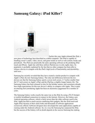 Samsung galaxy kills Apple iPad