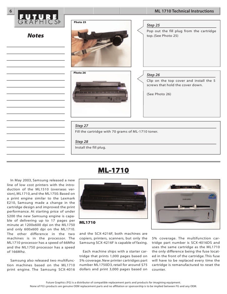 Manual de Recarga Samsung ML 1710 | SCX 4216 | SCX 4200 | SCX 4100