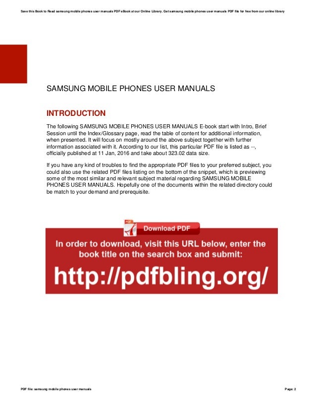 Samsung mobile phones user manuals