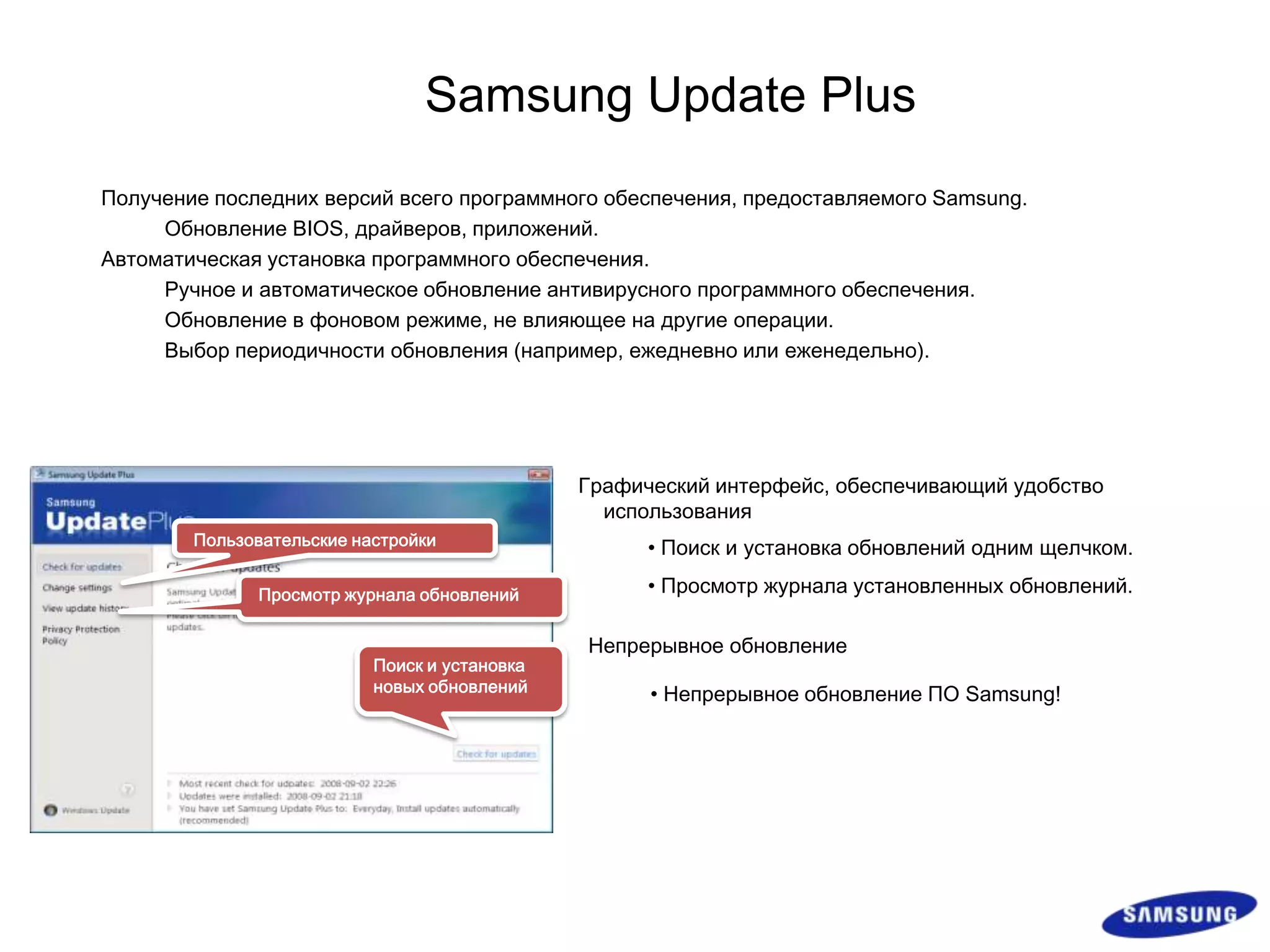 Samsung Recovery SolutionПростое и быстрое восстановление системыи установкавсегоПО после переустановки WindowsУстановкаWindowsВИРУСРезервнаякопиясистемногоПО데이터복원БезопасноевосстановлениеВозникновениепроблемыЧистаяустановкаWindowsШирокиевозможностиработы с системным ПО: