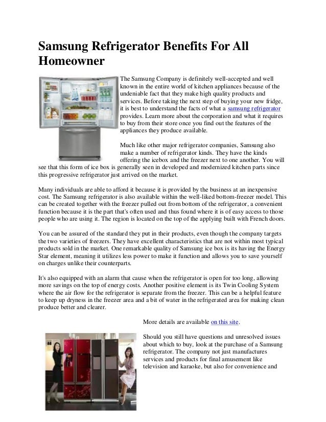 Samsung refrigerator benefits for all homeowner