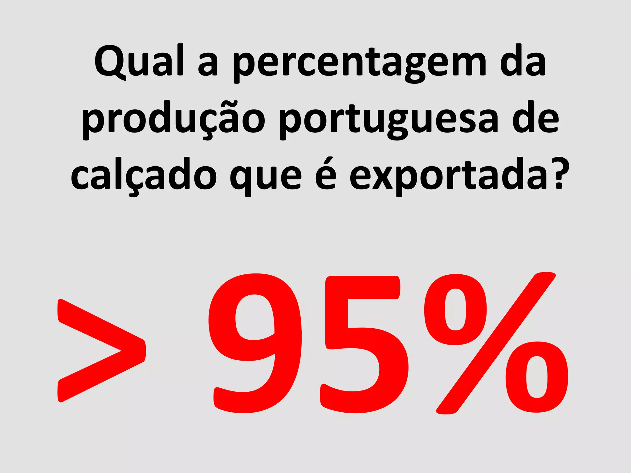 Qual a percentagem da
produção portuguesa de
calçado que é exportada?
 