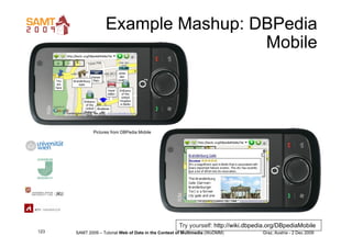 Example Mashup: DBPedia
                                    Mobile



              Pictures from DBPedia Mobile




     ...