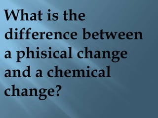 What is the
difference between
a phisical change
and a chemical
change?
 