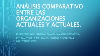 ANÁLISIS COMPARATIVO
ENTRE LAS
ORGANIZACIONES
ACTUALES Y ACTUALES.
PRESENTADO POR: CRISTHIAN SAMUEL CAMACHO CASTAÑEDA
ESTUDIANTE DE LA ESCUELA COLOMBIANA DE CARRERAS
INDUSTRIALES (ECCI)
 