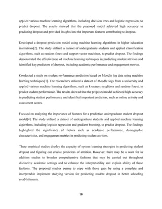 Student Dropout Performance Analysis using Machine Learning Techniques ...