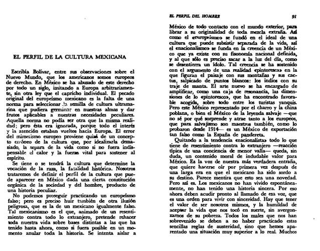 El perfil del hombre y la cultura en México. | PDF