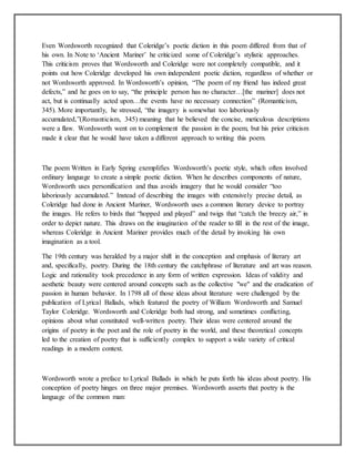 Samuel taylor coleridge in contrast to william wordsworth | DOCX