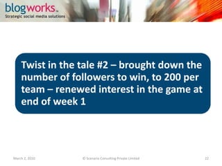 March 3, 2010© Scenario Consulting Private Limited22Terms and Conditions uploaded and shared through SlideShare, Facebook and Tinypaste: