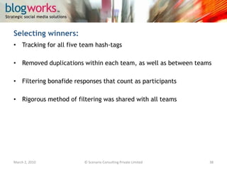 Building hype for the grand finale…March 3, 2010© Scenario Consulting Private Limited38