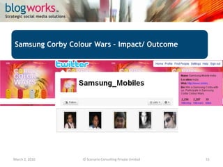 We were also monitoring the contest & tracking the progress of the teams continuously:March 3, 2010© Scenario Consulting Private Limited51