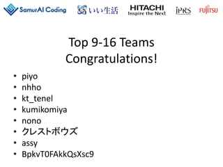 SamurAI Coding 2017-18 Opening, Award, Closing, Banquet | PDF