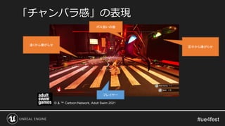 「チャンバラ感」の表現
プレイヤー
ボス扱いの敵
遠くから嫌がらせ
空中から嫌がらせ
© & ™ Cartoon Network, Adult Swim 2021
 