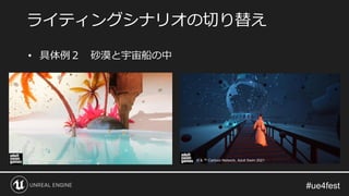 • 具体例２ 砂漠と宇宙船の中
ライティングシナリオの切り替え
© & ™ Cartoon Network, Adult Swim 2021 © & ™ Cartoon Network, Adult Swim 2021
 