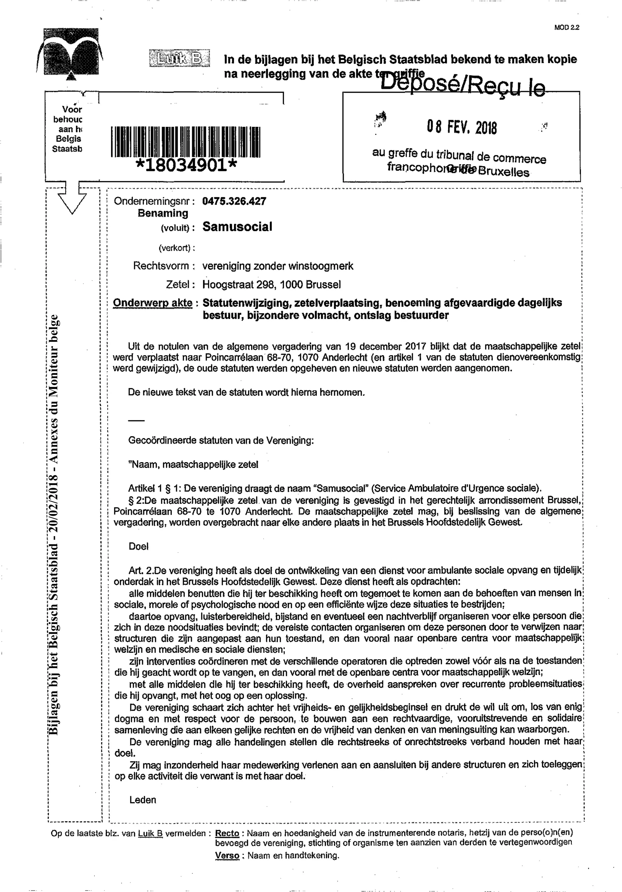 BijlagenbijhetBelgischStaatsblad-20/02/2018-AnnexesduMoniteurbelge