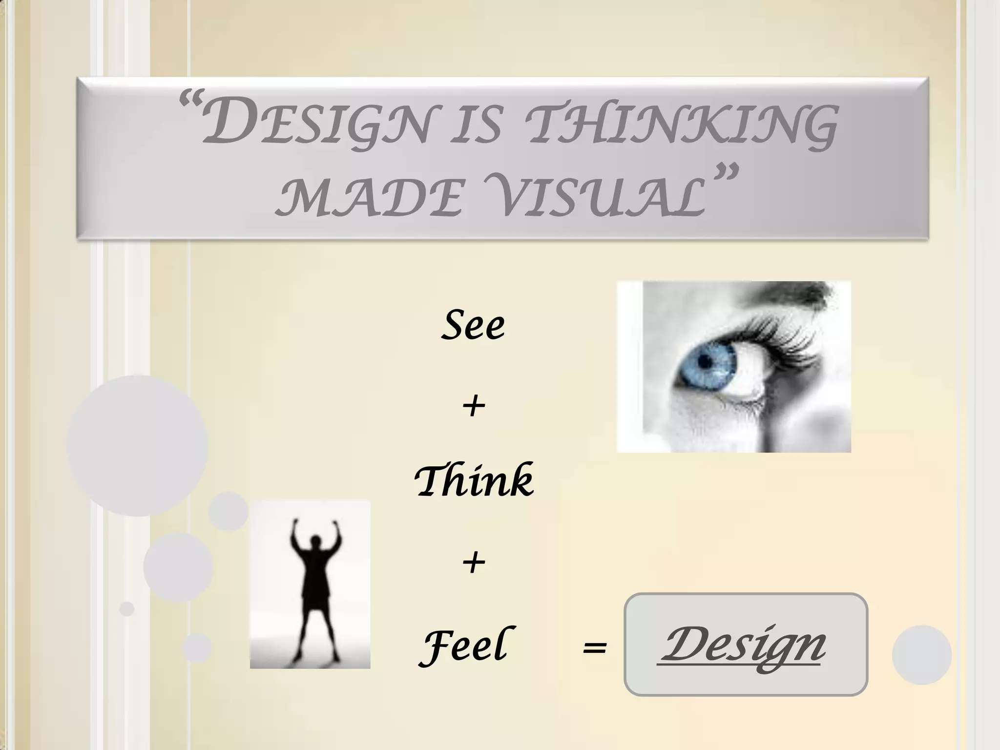 “Design is thinking made visual”See+Think+ Feel = Design