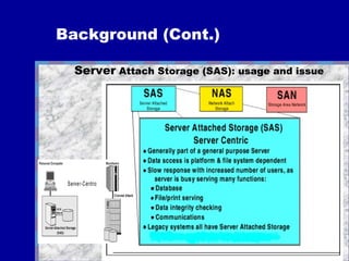 Background (Cont.) Server  Attach Storage (SAS): usage and issue 