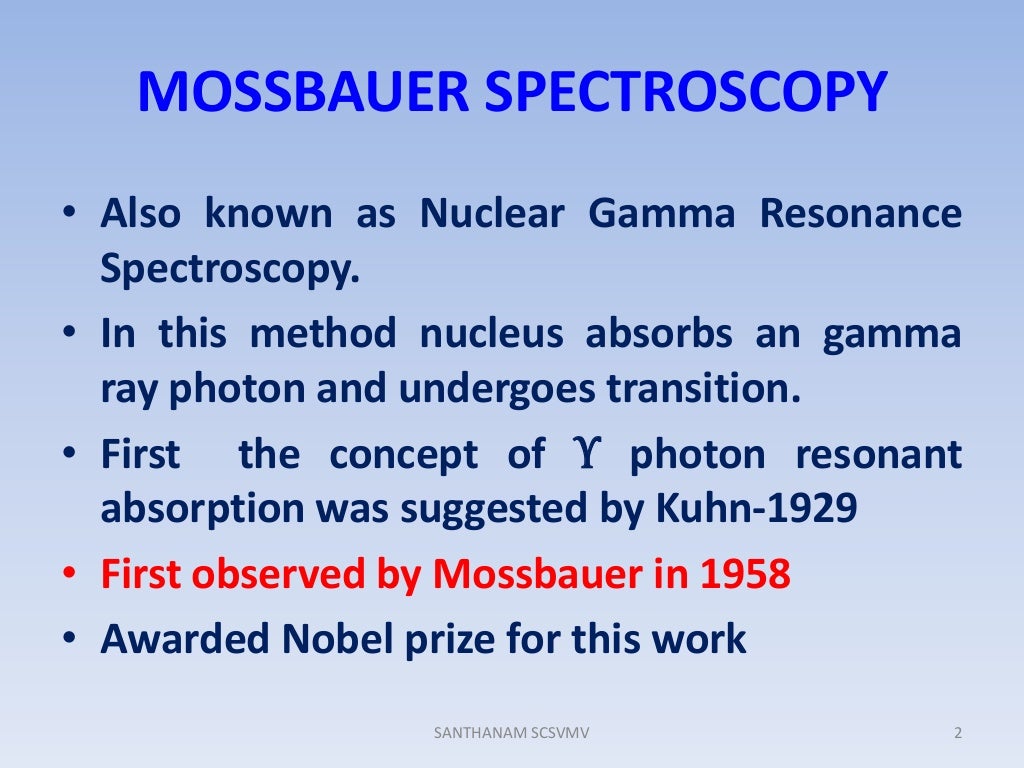 Mossbauer spectroscopy Principles and applications