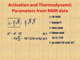 Activation and Thermodynamic
Parameters from NMR data
 